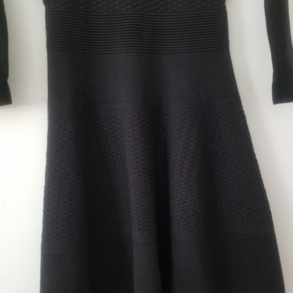 Sandro Textured Long Sleeve Black Skater Dress Size 1 (S) - Picture 6 of 13